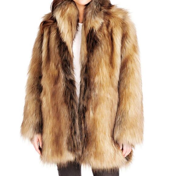 Donna Slayers Fabulous Furs Red Fox Faux Fur Shawl Collar Coat Large - Picture 4 of 13